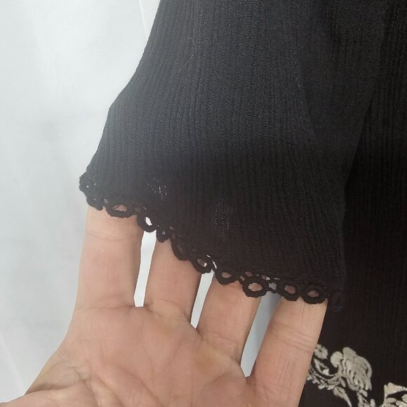 Knox Rose Black Embroidered Shift Dress Floral Boho Retro Festival M - Picture 4 of 13